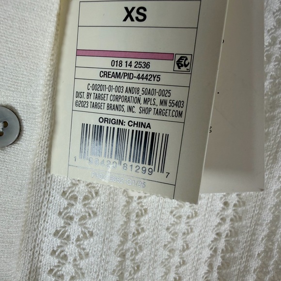 A New Day - Women's Pointelle Cardigan - A New Day Cream XS - Picture 7 of 10